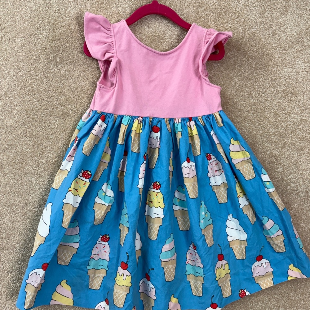 ELEANOR ROSE Kirby Dress Kids Size 5-6 Blue Pink Ice Cream Cone